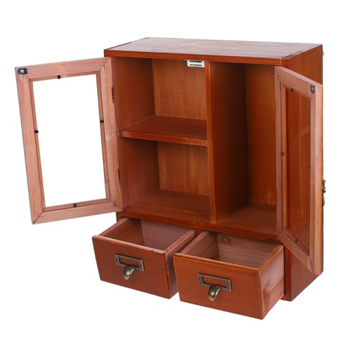 HOODANCOS Wandregal Vintage Holz Schrank Eleganter Aufbewahrungsschrank für Schlafzimmer mit Doppeltürigem Design für Kosmetik und Büromaterial Leicht zu Montieren und Langlebig Perfekter HOODANCOS Wandregal Vintage Holz Schrank Eleganter Aufbewahrungsschrank für Schlafzimmer mit Doppeltürigem Design für Kosmetik und Büromaterial Leicht zu Montieren und Langlebig Perfekter von HOODANCOS