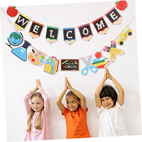 HOODANCOS Welcome Back Banner Schulstart Deko Banner für Klassenzimmer Party Dekoration Farbenfrohes Willkommensschild für Lehrer und Schüler Langlebig und Einfach zu Verwenden für von HOODANCOS