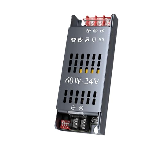 HOOLED LED Trafo 230V 60W 2,5A -Treiber Netzteil für LED Streifen, flackerfrei & geräuschlos, 5-fach Schutz, Eingang 220–240V AC auf Ausgang 24V DC 1er Pack von HOOLED