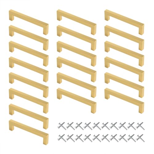 HOOLRZI Kommodenknauf, Edelstahl, für Küchenschrank, Tür, Kleiderschrank, einfache Schubladenknöpfe, quadratische Möbelbeschläge, Möbelgriffe und für Kommoden, quadratisch, 20 Stück von HOOLRZI