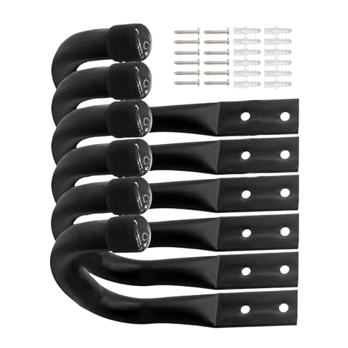 HOOLRZI Robuste Garagenhaken für die Wandmontage, große Metall-Organizer, Werkzeug und Verlängerungskabel, Wandhalterung, J-Haken, 6 Stück von HOOLRZI