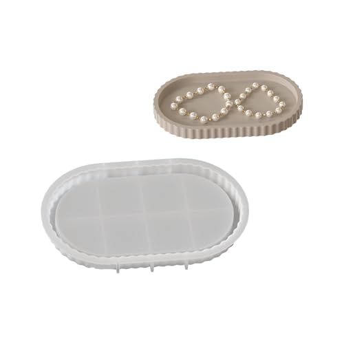Ovale Gießform aus Kunstharz, stabile Silikonplatte zum Basteln, oval, gestreift, Untersetzer und dekoratives Tablett, Schmuckkästchen von HOOLRZI
