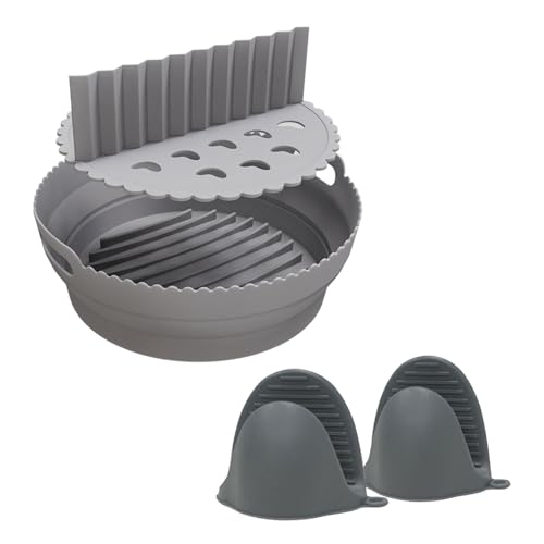 Silikon-Luftfritteusen-Einsatz, Trennhandschuhe, wiederverwendbar, Luftfritteusen, Zubehör, faltbares Luftfritteusen-Set von HOOLRZI