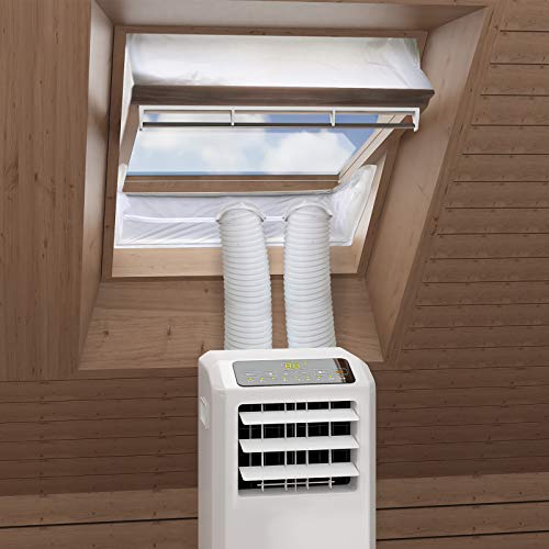HOOMEE Fensterabdichtung für Mobile Klimageräte Dachfenster, Hot Air Stop zum Anbringen an Schwingfenster, Fensterabdichtung Klimaanlage für max. 550 cm Fensterumfang, Fensterkitt Set 2x270cm von HOOMEE