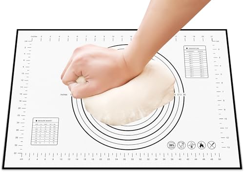 HOOMIL Backmatte, Silikonmatte Backen Große 60x40 cm, Antihafte Rutschfeste Silikon Backunterlage Teigmatte Ausrollmatte mit Messung für Plätzchen Brot Fondant Gebäck Pizza Teig - Schwarz von HOOMIL
