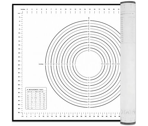 HOOMIL Backmatte, Silikonmatte Backen Große 80x60 cm, Antihafte Rutschfeste Silikon Backunterlage Teigmatte Ausrollmatte mit Messung für Plätzchen Brot Fondant Gebäck Pizza Teig - Schwarz von HOOMIL