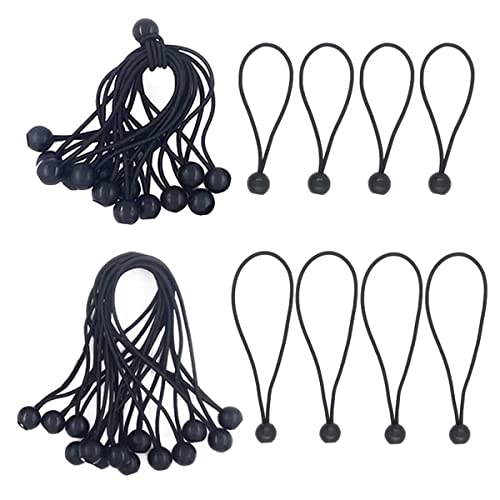 Ball Bungee,Spanngummi Mit Kugel 30 Stück Zeltgummis Schwarz,Planenspanner mit Kugel,Gummispanner für Banner,Zelte Spanngummi,Gummischlaufen,Expanderschlingen Planengummi von HOOPOE