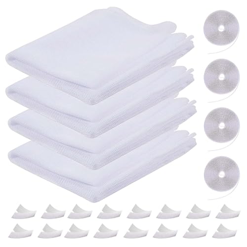 Mosquito Fliegennetze,Fliegengitter Fenster,Mückennetz Fenster 4 Stück 130x150 cm Fenster Moskitonetz,Fenster Net Fliegen Netz Weiß von HOOPOE