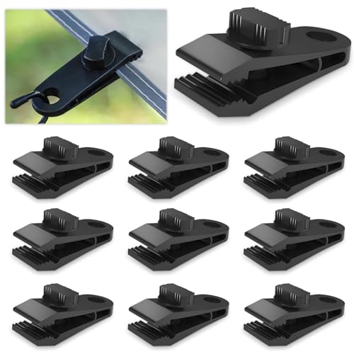 Planenspanner,20 Stück Planenclips,Planenbefestigung Nylon Plastik Tarp Clips,Planenklammern Einstellbar,Multifunktion Spanner Befestigungsclips für Markisen,Windseil und Banner,Schwarz von HOOPOE