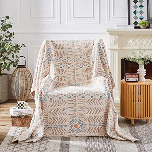 HOORDRY Baumwolldecke Tagesdecke 150cmx 200cm Boho DeckeWohndecke Wendedecke Sofa Decke TV Decke zum Wohndecke für Couch Sofadecke Blanket für Bett Sofa Schlafzimmer Büro,Grau/Beige von HOORDRY