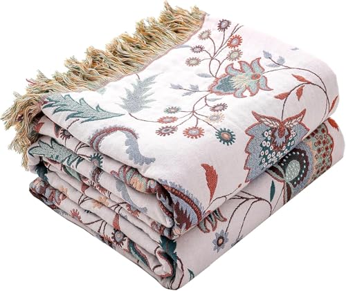 HOORDRY Baumwolle Tagesdecke,Bettüberwurf Wohndecke Sofadecke mit Muster 230x250CM,Doppelseitig Boho Decke Couchdecke Sesseldecke Wendedecke für Fernsehen oder Nap auf dem Stuhl von HOORDRY