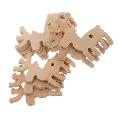 HOOTNEE 10 Stück Teiliges Handgeschnitzte Holz rentierornamente mit Geweih Rustikale DIY Holzdeko für Weihnachtsbaum Vielseitige Holzanhänger für Festliche Wohn Bürodekoration von HOOTNEE