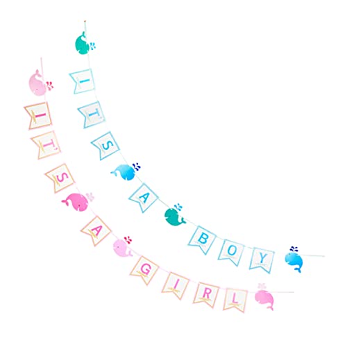 HOOTNEE 2 Sätze It's A Girl It's A Boy Banner Teiliges Geschlecht Enthüllung Party Dekoration für Babyfeiern und Geburtstagsfeiern Vielseitig Einsetzbar Wanddeko oder Fotohintergrund von HOOTNEE