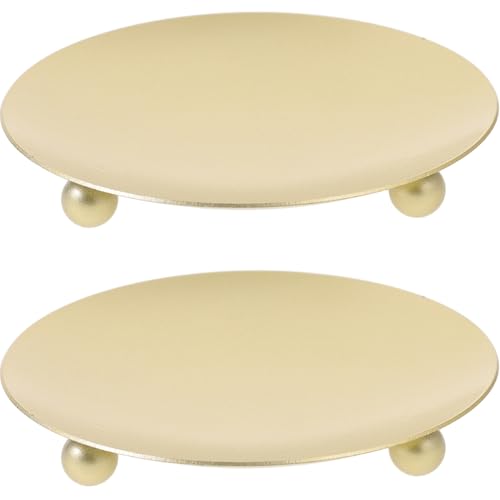 HOOTNEE 2 Stück Edelstahl Kerzenständer Rundes Design Stabile Stumpenkerzenhalter Tischdeko Hochzeit Party Dekoration Goldfarben Stilvolle Wohnaccessoires von HOOTNEE