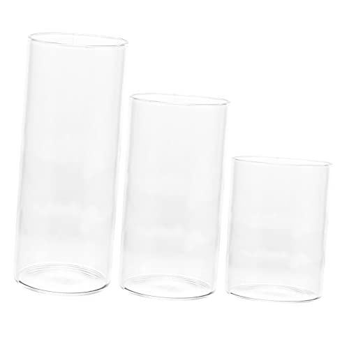 HOOTNEE 3stücke Glas Kerzenhalter Transparente Winddichte Kerzenabdeckung Für Stumpenkerzen Stilvolle Dekoration Für Hochzeit Party Und Zuhause von HOOTNEE