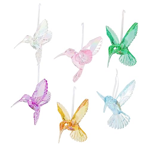 HOOTNEE 6 Stück Ornament Hängend Schillernde Vogel Dekoration Für Fenster Wand Und Garten Farbenfroh (weiß Hellblau Rosa Beige Grün) von HOOTNEE