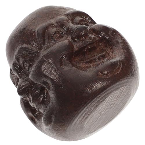 HOOTNEE Handgefertigte Holz Buddha Kopf Skulptur Holzschnitzerei Dekoration für Zuhause und Auto Stabiles Dekoratives Kunsthandwerk für Büro und Innenbereich von HOOTNEE