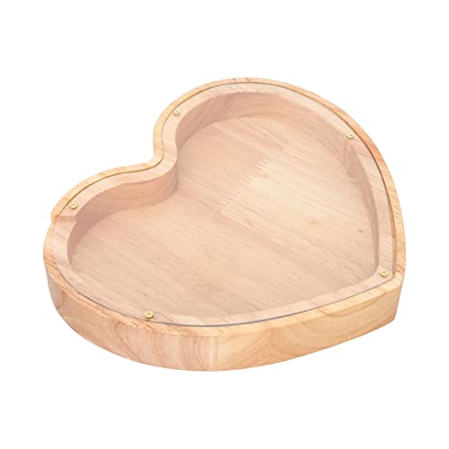 HOOTNEE Herzförmige Spardose aus Holz Dekoratives Münzbehältnis mit Buchstaben Design Kreative Geschenkidee für Erwachsene als Geburtstags von HOOTNEE