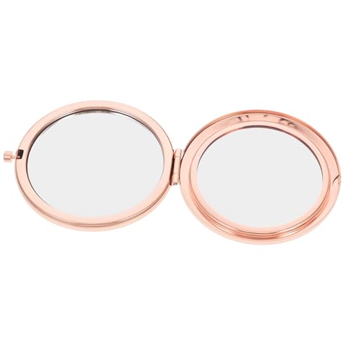 HOOTNEE Kompakter Runder Kosmetikspiegel Faltbar Klein Vintage Bling Makeup Spiegel Rosegold Tragbar für Damen Reise Alltag mit Klarem Detailliertem Abbild von HOOTNEE