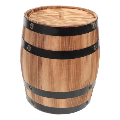 HOOTNEE Küchenutensilienhalter Aus Holzfass 20cm Karbonisiert Kompakt Vintage Design Für Küchentheke Büro Und Restaurant Utensilien Organizer Für Löffel Und Essstäbchen von HOOTNEE