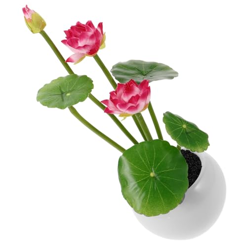 HOOTNEE Künstliche Lotus-Bonsai Pflanze im Topf Realistische Deko für Zuhause Büro und Badezimmer Pflegeleicht und Lebensecht für Hotels Clubs und Restaurants von HOOTNEE