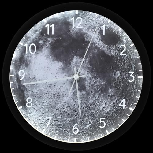 HOOTNEE LED Wanduhr Modern Leuchtend mit Sprachsteuerung Geräuschlos Lichtempfindlich für Schlafzimmer Wohnzimmer Einfache Montage von HOOTNEE