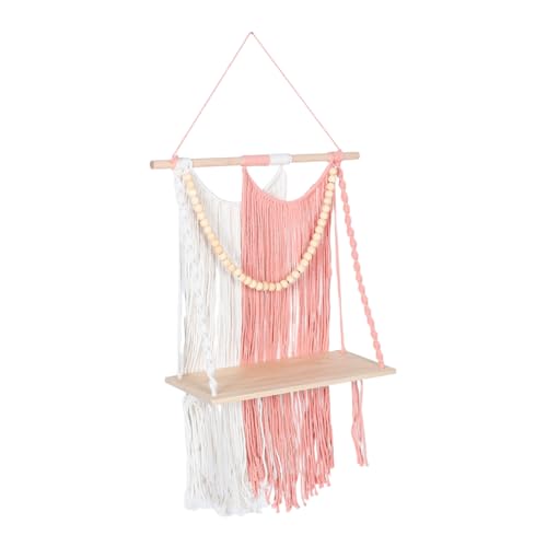 HOOTNEE Makramee Wandregal mit Quasten Handgewebte Boho Wanddeko für Pflanzen und Vielseitiges Wandregal für Wohnzimmer und Schlafzimmer Kunstvolle Wandgestaltung und Praktischer Stauraum von HOOTNEE