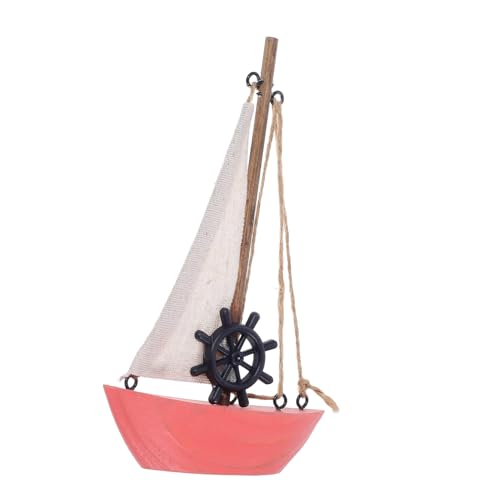 HOOTNEE Mediterranes Segelboot Modell aus Holz Handgefertigte Nautische Dekoration Detailreiche Miniatur Segelschiff Statue Vielseitiges Wohnaccessoire für Büro Regal Badezimmer für von HOOTNEE