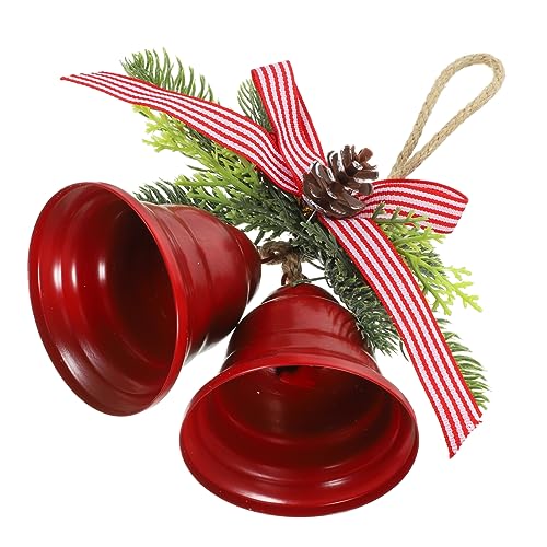 HOOTNEE Metallische Weihnachtsglocken Glocke Weihnachtsdekor Doppelte Weihnachtsglocken Ornament Glockenanhänger Hängende Weihnachtsglockendekorationen Hängende Glockendekor Rustikale von HOOTNEE