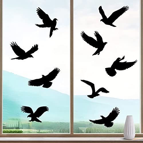HOOWA Fensteraufkleber Vogelschutz für Glasscheiben Große 27-31cm, 9 Stück Fenstersticker Vogelaufkleber für Fensterscheiben Schwarz, PVC Vogelschutz Aufkleber Fenster Fensterbilder Selbstklebend von HOOWA