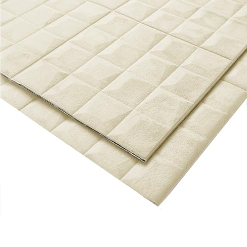 3D Wandpaneele selbstklebend – Moderne Wandverkleidung mit Samtoberfläche, 69x277 cm – einfache Montage, in verschiedenen Farben erhältlich (Beige) von HOOZ