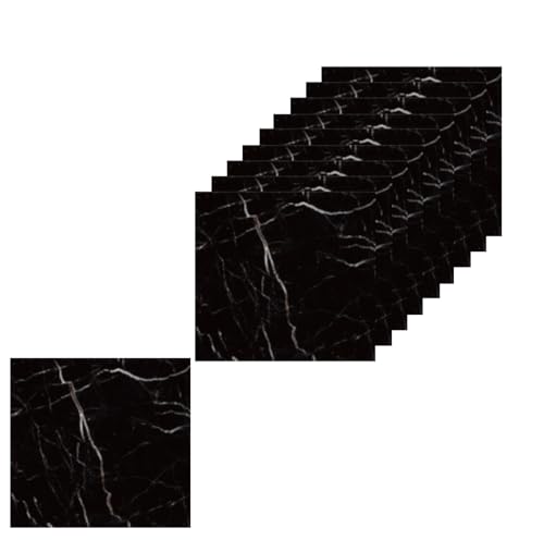 HOOZ 10x Fliesenaufkleber Marmor schwarz - 30 x 30 cm - Selbstklebende Fliesen 10 Stück - Klebefliesen für Küchenrückwand - Wandpaneele Küche Wanddeko Schlafzimmer Wohnzimmer Badezimmer von HOOZ