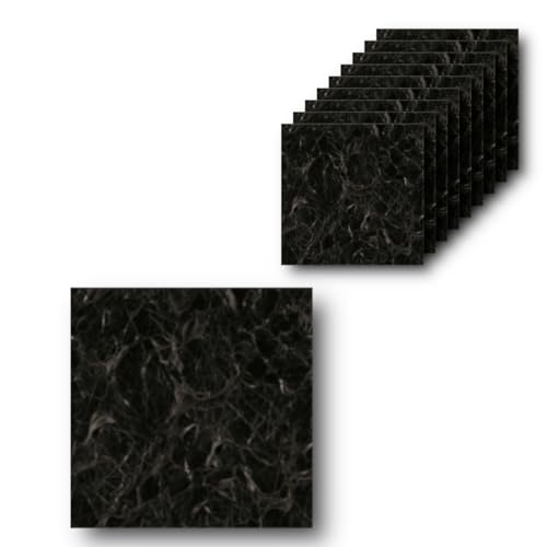 HOOZ 10x Fliesenaufkleber Schwarz Steinoptik - 30 x 30 cm - Selbstklebende Fliesen 10 Stück - Klebefliesen für Küchenrückwand - Wandpaneele Küche Wanddeko Schlafzimmer Wohnzimmer Badezimmer von HOOZ