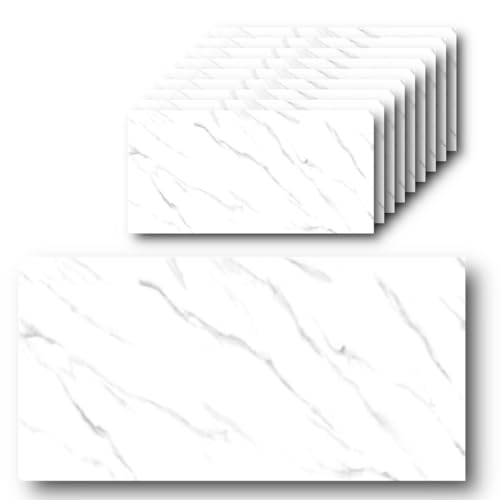 HOOZ 10x Fliesenaufkleber Steinoptik weiß - 60 x 30 cm - Selbstklebende Fliesen 10 Stück - Klebefliesen für Küchenrückwand - Wandpaneele Küche Wanddeko Schlafzimmer Wohnzimmer Badezimmer HOOZ 10x Fliesenaufkleber Steinoptik weiß - 60 x 30 cm - Selbstklebende Fliesen 10 Stück - Klebefliesen für Küchenrückwand - Wandpaneele Küche Wanddeko Schlafzimmer Wohnzimmer Badezimmer von HOOZ