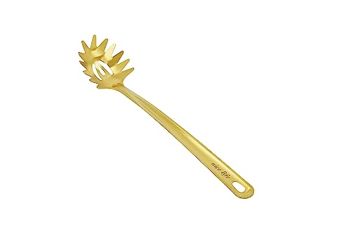 HOOZ 1x Spaghettilöffel aus Hochwertigem Edelstahl, Spülmaschinenfestes Küchen Zubehör, Robuster Effizientes Servieren von Pasta und Nudelgerichten (33,5 x 7 cm) (Gold) von HOOZ