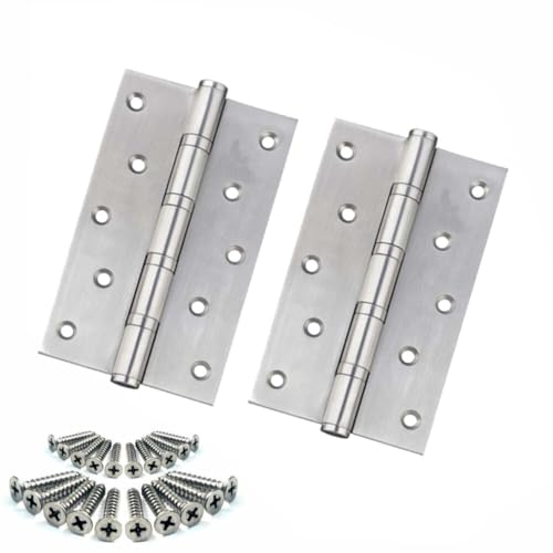 HOOZ 2er Set klappbare Scharniere aus Edelstahl - Verschiedene Ausführungen und Mengen - rostfreie Möbelscharniere für Schranktüren und Gartentore - inklusive Schrauben - 125 x 73 x 2 mm von HOOZ