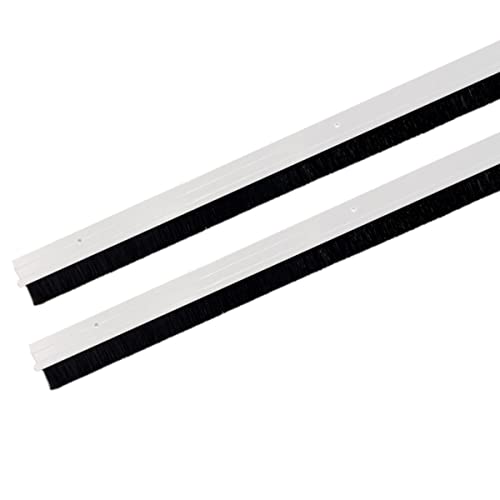 HOOZ 2x Bürstendichtung Türbürste 100cm, Türdichtung Zugluftstopper zum Anschrauben, Aluminium Türbodendichtung Bürste für Luft und Schalldämmung (Weiß) von HOOZ