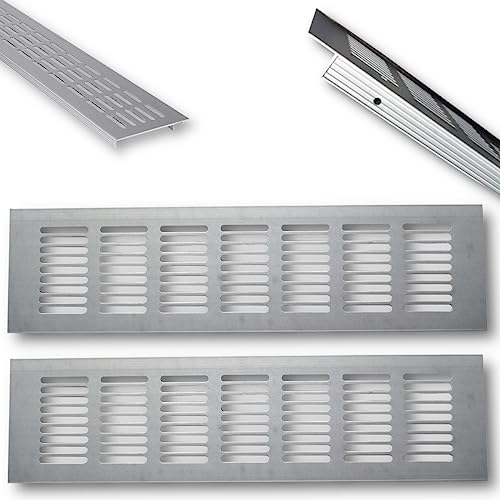HOOZ 4x Aluminium Lüftungsgitter für Eine Ideale Belüftung, Belüftungsgitter für Küche, Bad, Toilette, Garage und Wohnzimmer, Abluftgitter (20cm - Aluminium) von HOOZ