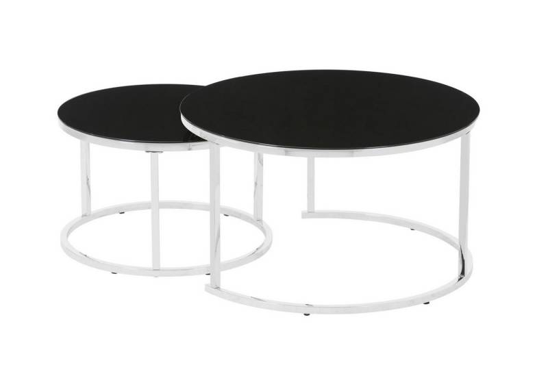 HOOZ Couchtisch Couchitsch 2er Set Rund Chrom schwarz (Wohnzimmertisch, 2 Tische), Höhe 45 cm von HOOZ