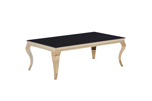 HOOZ Couchtisch 115x65x44 cm – Moderner Wohnzimmertisch mit Glasplatte & Metallgestell – Eleganter Designer Tisch für Wohnzimmer & Lounge (Gold/Schwarz) von HOOZ