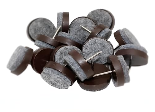 HOOZ Filzgleiter mit Nagel Ø 24mm 25er Set für Möbel, Stuhl und Tisch - Braune Bodenschoner – in verschiedenen Ausführungen – Robuste Möbelgleiter – Premium Schutz für empfindliche Böden von HOOZ