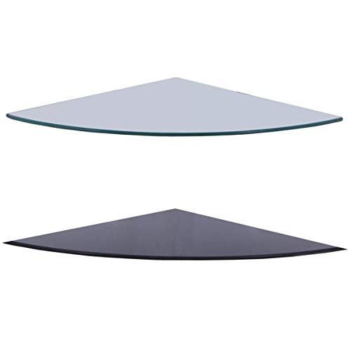 HOOZ Glasplatte 75x75 cm in Schwarz - 6mm ESG Sicherheitsglas - in Klar, Weiß oder Schwarz - Facettenschliff für stilvolle Raumgestaltung - Viertelkreis Glasplatte Funkenschutzplatte von HOOZ