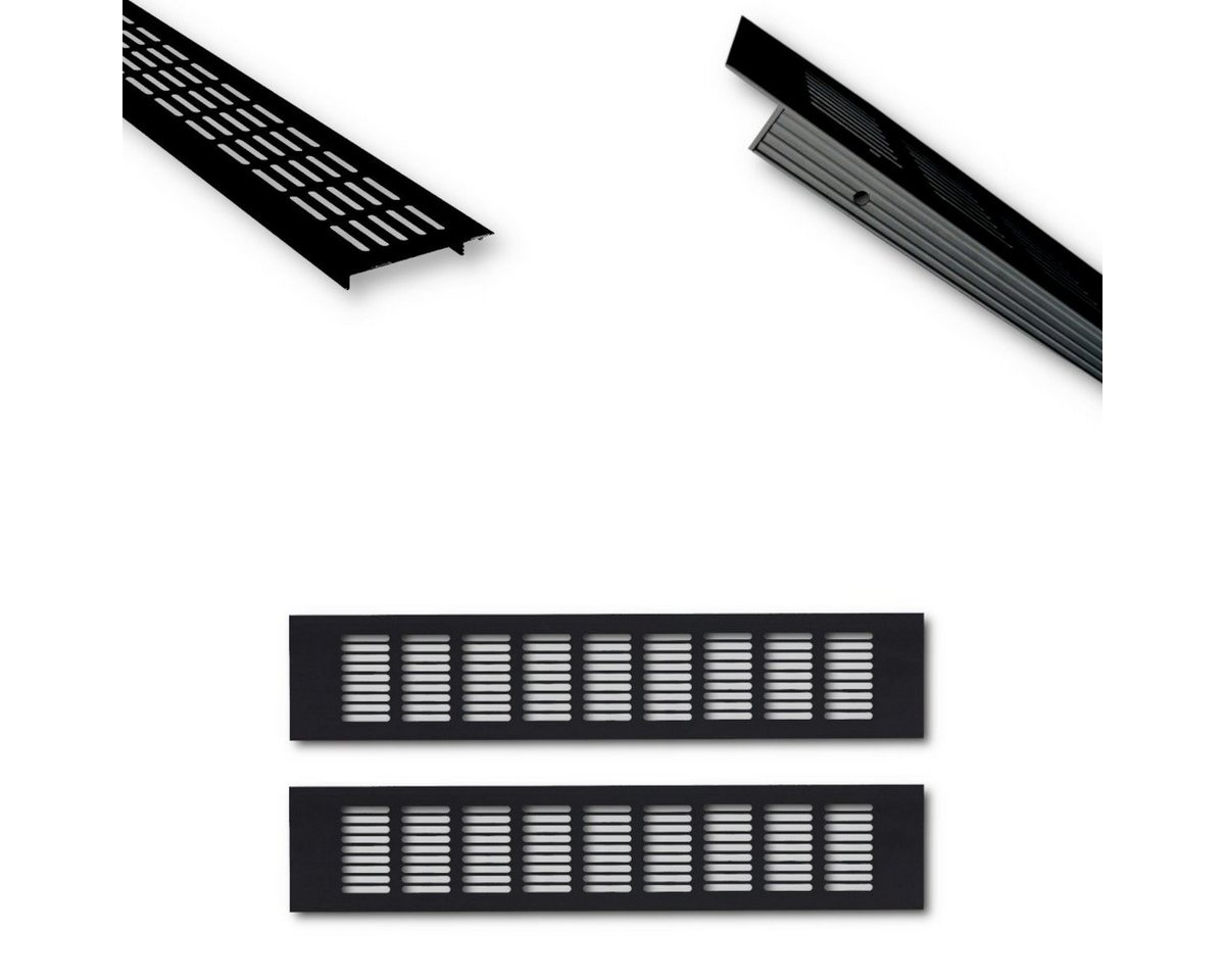 HOOZ Lüftungsgitter für eine ideale Belüftung von Küche, Bad, Garage und Wohnzimmer (Set, 1 St., 30 x 8 x 1,2 cm), schwarz von HOOZ