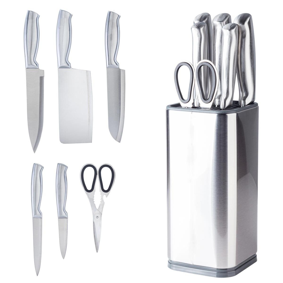 HOOZ Messer-Set Heimwerk Germany Küchenmesser Set mit Messerblock – 7-teilig Edelstahl (7-tlg), ohne integriertem Schärfer von HOOZ
