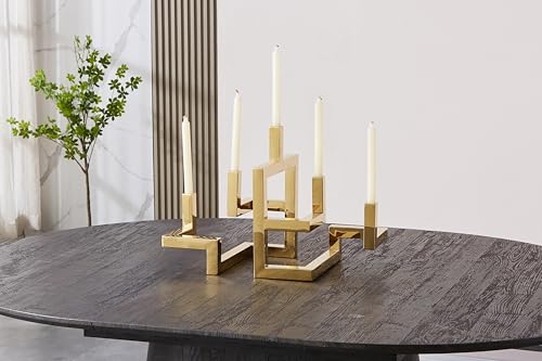 HOOZ Moderner Kerzenständer für Stabkerzen in Gold - Gold, Chrom & Schwarz metallic - Platz für bis zu 5 Kerzen - Elegantes Design für stilvolle Deko - Perfekt für Wohnzimmer & Esszimmer HOOZ Moderner Kerzenständer für Stabkerzen in Gold - Gold, Chrom & Schwarz metallic - Platz für bis zu 5 Kerzen - Elegantes Design für stilvolle Deko - Perfekt für Wohnzimmer & Esszimmer von HOOZ