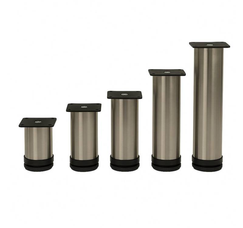 HOOZ Möbelfuß Sockelfuß höhenverstellbar Edelstahl gebürstet Ø50mm 4er Set 80–200mm, (Set, 4-St., 15 cm), in 4 verschiedenen Größen von HOOZ