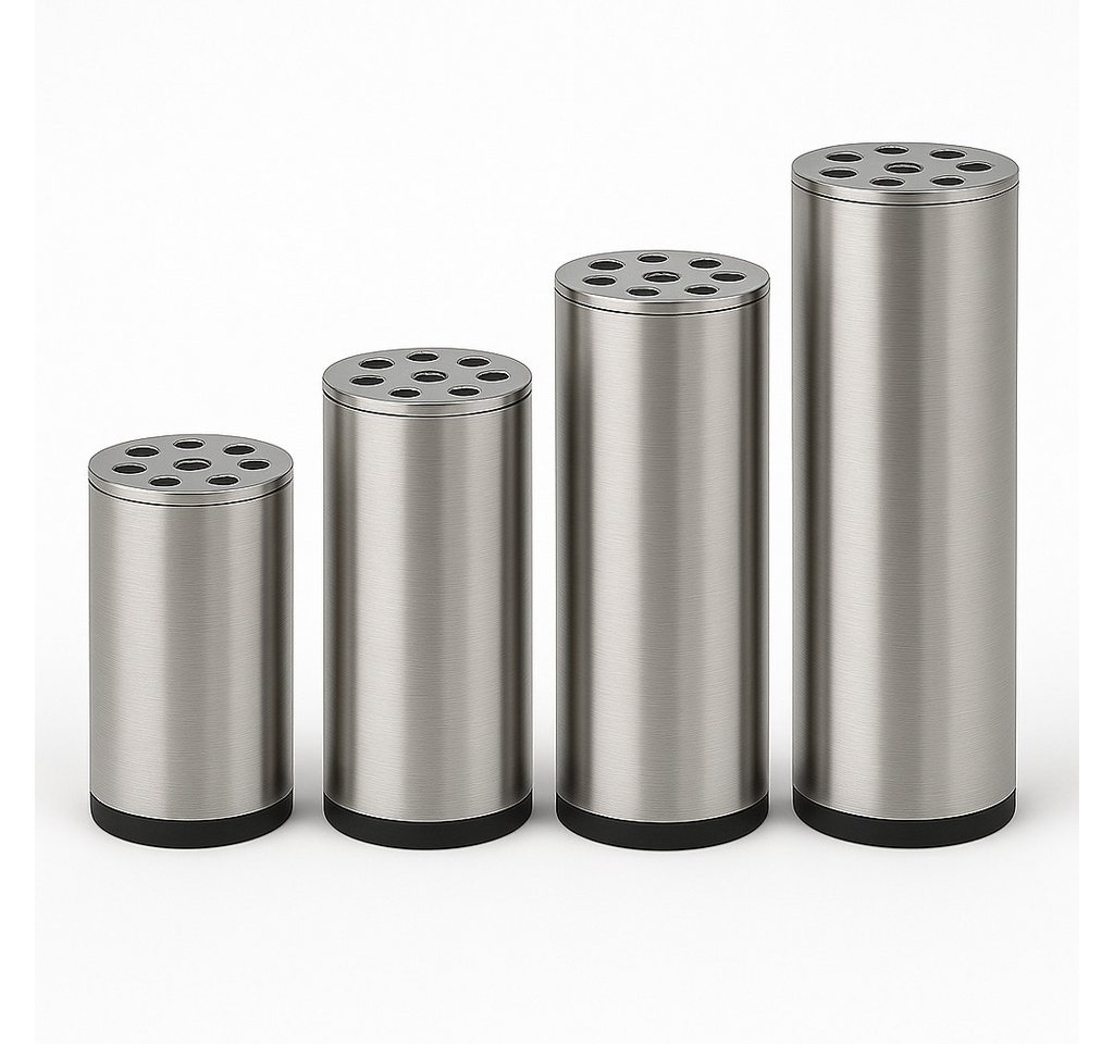 HOOZ Möbelfuß Möbelfüße 4er Set Edelstahl gebürstet – Silber matt – 80–150 mm, (Set, 4-St., 10 cm), in 4 verschiedenen Größen von HOOZ