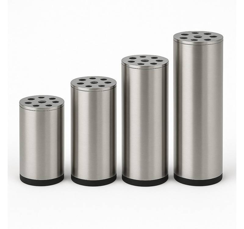 HOOZ Möbelfuß Möbelfüße 4er Set Edelstahl gebürstet – Silber matt – 80–150 mm, (Set, 4-St., 10 cm), in 4 verschiedenen Größen von HOOZ