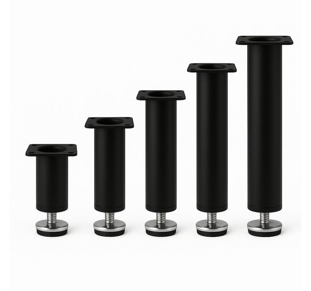 HOOZ Möbelfuß Möbelfüße 4er Set Schwarz Matt – Höhenverstellbar Ø28 mm Edelstahl, (Set, 4-St., 8 cm), in 4 verschiedenen Größen von HOOZ