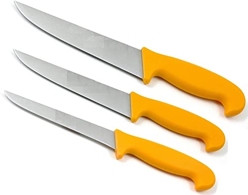 HOOZ Profi Fleischermesser Set aus Edelstahl - Scharfes Metzgermesser Set bestehend aus 2x Stechmesser und 1x Ausbeinmesser von HOOZ